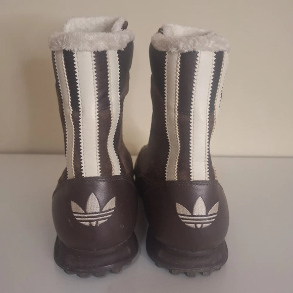 Adidas leather sherpa lined lace up ankle boots SZ 8 - Picture 2 of 12
